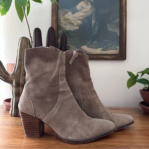 Tawny Zara Rough-out Suede Ankle Bootie with Zipper 7.5